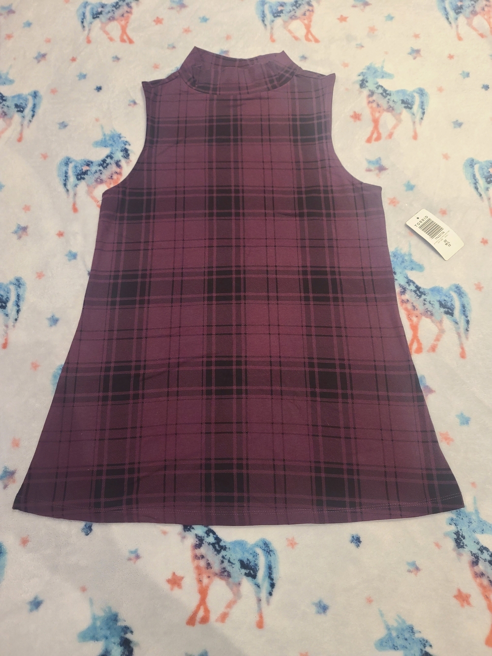 torrid Purple Plaid Sleeveless Mock Neck Tank